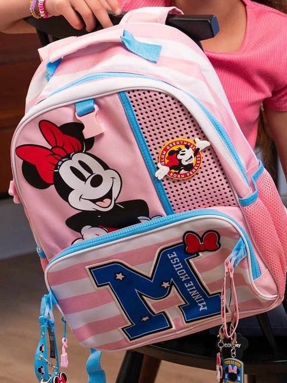 New Bio World Disney Minnie Mouse Large Book bag Pink Kids School Large Backpack